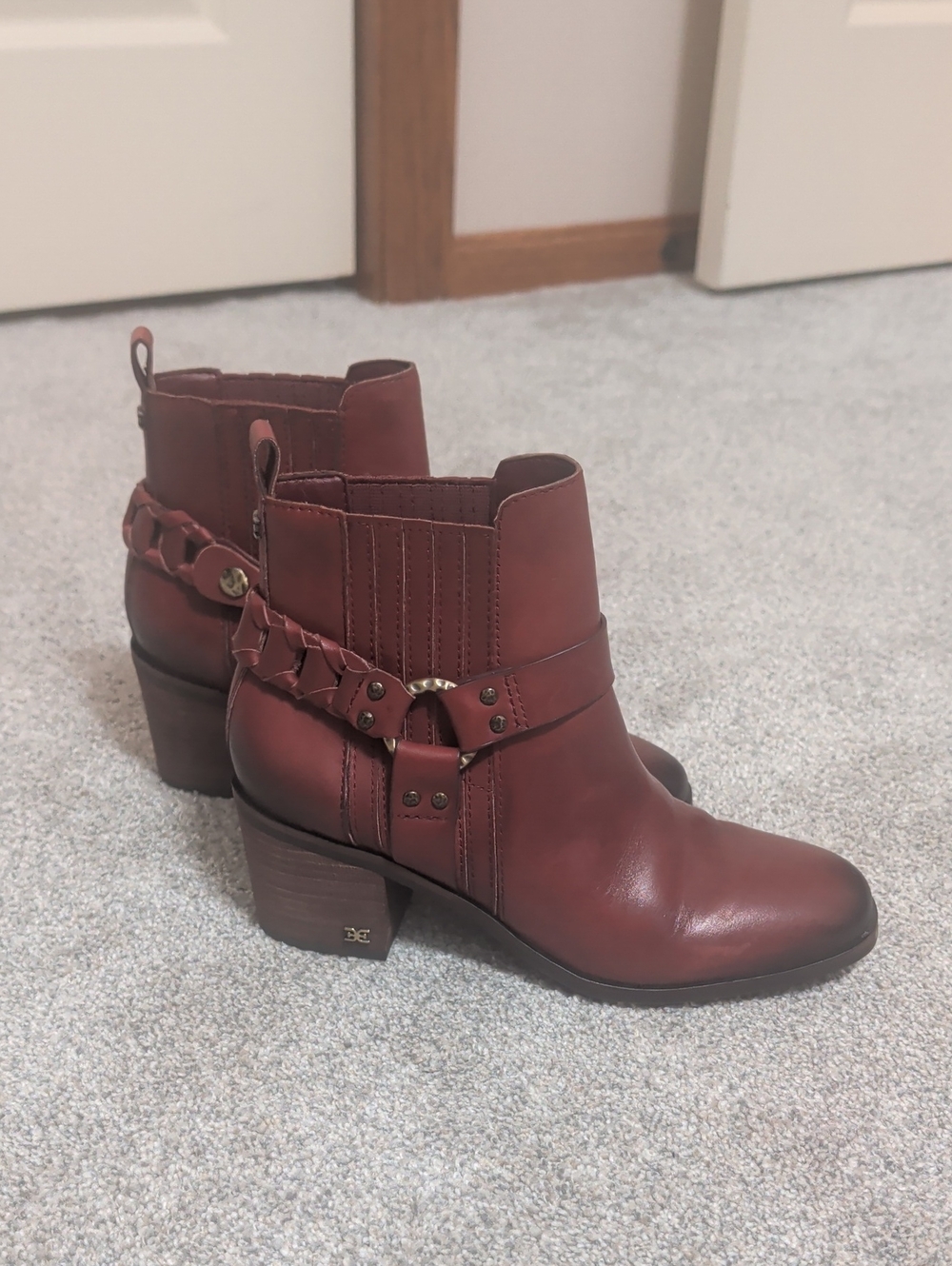Sam Edelman Women’s Leather Ankle Boots in Spiced red